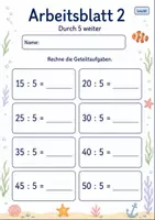 Vorschau - Arbeitsblätter - Geteilt durch 5 | Mathematik Klasse 2 | 7 Arbeitsblätter als PDF - Seite 2