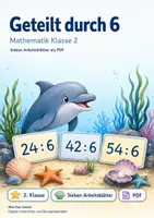 Vorschau - Arbeitsblätter - Geteilt durch 6 | Mathematik Klasse 2 | 7 Arbeitsblätter als PDF - Deckblatt