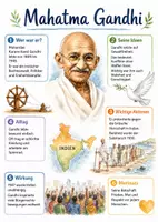Vorschau - Arbeitsblätter - Lernposter + Arbeitsblatt "Mahatma Gandhi" + Onlineübung & MP3 + Mindmap + Infografik - Deckblatt