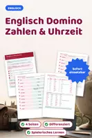 Vorschau - Spiele - Englisch Domino Zahlen & Uhrzeit Klasse 5 - Deckblatt