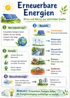 Vorschau - Arbeitsblätter - Lernposter + Arbeitsblatt "Erneuerbare Energie" + Onlineübung & MP3 + Mindmap + Infografik - Deckblatt