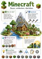 Vorschau - Arbeitsblätter - Lernplakat + Arbeitsblätter zum Thema "Minecraft" + Lösung & MP3 + Mindmap + Infografik - Deckblatt