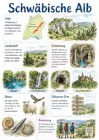 Vorschau - Arbeitsblätter - Lernposter + Arbeitsblätter zum Thema "Schwäbische Alb" + Lösung & MP3 + Mindmap + Infografik - Deckblatt