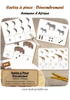 Aperçu - Apprentissages en autonomie - Cartes à pince - Dénombrement - Animaux d'Afrique - Page de couverture