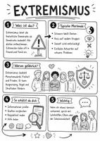 Vorschau - Arbeitsblätter - Lernposter + Arbeitsblätter zum Thema "Extremismus" + Lösung & MP3 + Mindmap + Infografik - Deckblatt