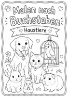 Vorschau - Mal- und Bastelvorlagen - Ausmalbilder Malen nach Buchstaben Thema Haustiere - Deckblatt