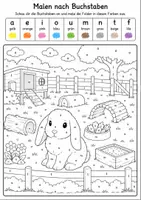 Vorschau - Mal- und Bastelvorlagen - Ausmalbilder Malen nach Buchstaben Thema Haustiere - Seite 3