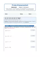 Vorschau - Arbeitsblätter - Probe-Klassenarbeit: Potenzen & Potenzgesetze (Klasse 9 Gymnasium) - Deckblatt