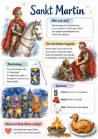 Vorschau - Arbeitsblätter - Lernposter + Arbeitsblätter zum Thema "Sankt Martin" + Lösung & MP3 + Mindmap + Infografik - Deckblatt