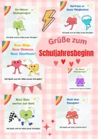 Vorschau - Bildkarten - Schilder für Grüße zum Schuljahresbeginn - Deckblatt