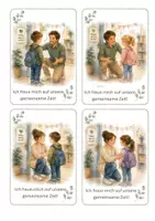 Vorschau - Bildkarten - Willkommen in der Schule – 24 Begrüßungskärtchen für Schulanfang, Einschulung & Klassenklima (Aquarell-Stil) - Seite 1