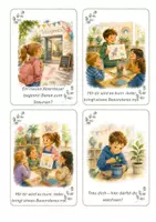 Vorschau - Bildkarten - Willkommen in der Schule – 24 Begrüßungskärtchen für Schulanfang, Einschulung & Klassenklima (Aquarell-Stil) - Seite 3