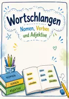 Vorschau - Arbeitsblätter - Wortarten • 20 Wortschlangen - Übungen • Nomen/Verb/Adjektiv - Seite 1