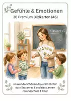Vorschau - Bildkarten - Gefühle & Emotionen – 36 Premium Bildkarten (A6) im Aquarell-Stil - Deckblatt