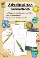 Vorschau - Arbeitsblätter - Sommerferien - Schreibanlass (Klasse 1-4) #50mal50byextraklasse - Deckblatt
