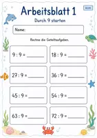 Vorschau - Arbeitsblätter - Geteilt durch 9 | Mathematik Klasse 2 | 7 Arbeitsblätter als PDF - Seite 1