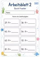 Vorschau - Arbeitsblätter - Geteilt durch 9 | Mathematik Klasse 2 | 7 Arbeitsblätter als PDF - Seite 2