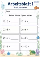 Vorschau - Arbeitsblätter - Teilen mit Rest | Mathematik Klasse 2 | 7 Arbeitsblätter als PDF - Seite 1