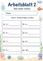 Vorschau - Arbeitsblätter - Teilen mit Rest | Mathematik Klasse 2 | 7 Arbeitsblätter als PDF - Seite 2