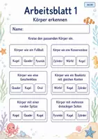 Vorschau - Arbeitsblätter - Geometrische Körper Klasse 2 | Mathematik Klasse 2 | 7 Arbeitsblätter als PDF - Seite 1