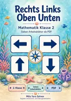 Vorschau - Arbeitsblätter - Rechts Links Oben Unten | Mathematik Klasse 2 | 7 Arbeitsblätter als PDF - Deckblatt