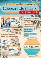Vorschau - Stundenentwürfe - WiK/Info - Projektarbeit Abschlussfahrt nach Paris - Deckblatt