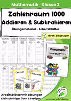 Vorschau - Arbeitsblätter - Zahlenraum 1000 – Addition & Subtraktion | Arbeitsblätter Klasse 3 - Seite 1