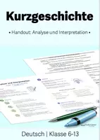 Vorschau - Merkblätter - Handout/ Übersicht "Analyse einer Kurzgeschichte" - Deutsch - Sek I - Deckblatt