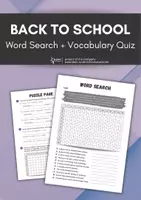 Vorschau - Arbeitsblätter - Back to School Word Search + Vocabulary Quiz - Deckblatt