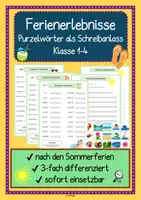 Vorschau - Arbeitsblätter - Sommerferien Erlebnisse Ferienbericht, Purzelwörter - Deckblatt