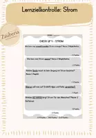 Vorschau - Test - Lernzielkontrolle/Quiz Strom und Energieformen - Deckblatt