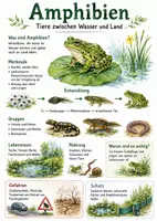 Vorschau - Arbeitsblätter - Lernposter + Arbeitsblätter zum Thema "Amphibien" + Lösung & MP3 + Mindmap + Infografik - Deckblatt