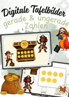 Vorschau - Präsentationen/Tafelbilder - Digitale Tafelbilder - gerade und ungerade Zahlen Mathe 1 I Piraten - Deckblatt