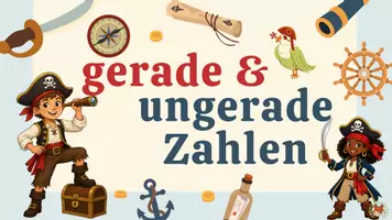 Vorschau - Präsentationen/Tafelbilder - Digitale Tafelbilder - gerade und ungerade Zahlen Mathe 1 I Piraten - Seite 1