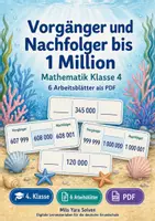 Vorschau - Arbeitsblätter - Vorgänger und Nachfolger bis 1 Million | Mathematik Klasse 4 | 6 Arbeitsblätter als PDF - Deckblatt