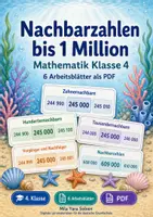 Vorschau - Arbeitsblätter - Nachbarzahlen bis 1 Million | Mathematik Klasse 4 | 6 Arbeitsblätter als PDF - Deckblatt