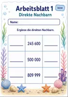 Vorschau - Arbeitsblätter - Nachbarzahlen bis 1 Million | Mathematik Klasse 4 | 6 Arbeitsblätter als PDF - Seite 1