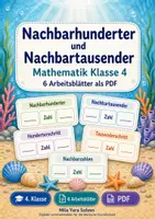 Vorschau - Arbeitsblätter - Nachbarhunderter und Nachbartausender | Mathematik Klasse 4 | 6 Arbeitsblätter als PDF - Deckblatt