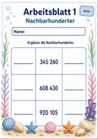 Vorschau - Arbeitsblätter - Nachbarhunderter und Nachbartausender | Mathematik Klasse 4 | 6 Arbeitsblätter als PDF - Seite 1