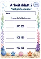 Vorschau - Arbeitsblätter - Nachbarhunderter und Nachbartausender | Mathematik Klasse 4 | 6 Arbeitsblätter als PDF - Seite 2
