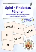 Vorschau - Spiele - Finde das Pärchen – Stellenwertsystem: Zehner und Einer - Deckblatt