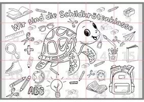 Vorschau - Mal- und Bastelvorlagen - Gemeinschaftsbild Schildkrötenklasse - Klassenposter zum Ausmalen | 25 Teile - Seite 3