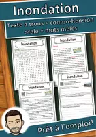 Aperçu - Inclusion - Inondation – Fiche : texte à trous, compréhension orale et mots mêlés - Page de couverture