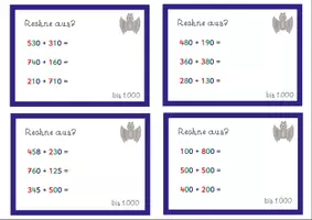 Vorschau - Aufgabenkarten - Rechenkarten bis 1.000 Plus und Minus - Seite 2