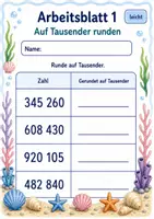 Vorschau - Arbeitsblätter - Runden bis 1 Million | Mathematik Klasse 4 | 6 Arbeitsblätter als PDF - Seite 1