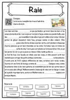 Aperçu - Inclusion - Raie – Fiche : texte à trous, compréhension orale et mots mêlés - Page 1
