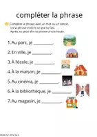 Vista previa - Hojas de trabajo - Complète la phrase - Lugares en frances worksheet - Portada