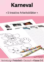 Vorschau - Spiele - 5 Arbeitsblätter zum Karneval - Vertretungsstunde/ Freiarbeit - Klasse 5-9 - Deckblatt