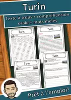 Aperçu - Inclusion - Turin – Fiche : texte à trous, compréhension orale et mots mêlés - Page de couverture