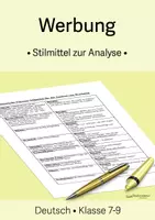 Vorschau - Merkblätter - Handout "Stilmittel zur Analyse von Werbung"-Gymnasium/Gesamtschule, Klasse 7/8 - Deckblatt